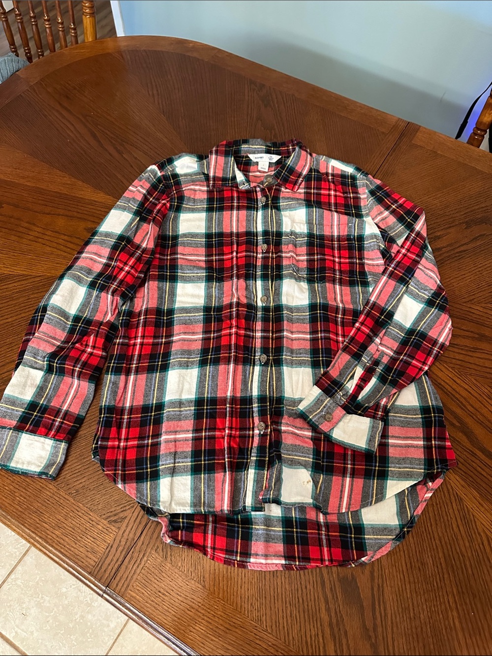 Women's Red Plaid Button-Up Flannel Shirt
